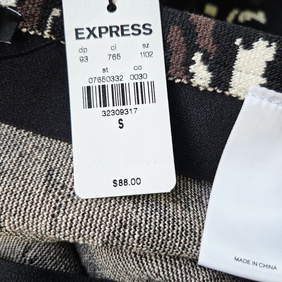 Express New Body Contour High Waist Stretch Curl Hem Brown Black Skirt Small - Picture 10 of 11